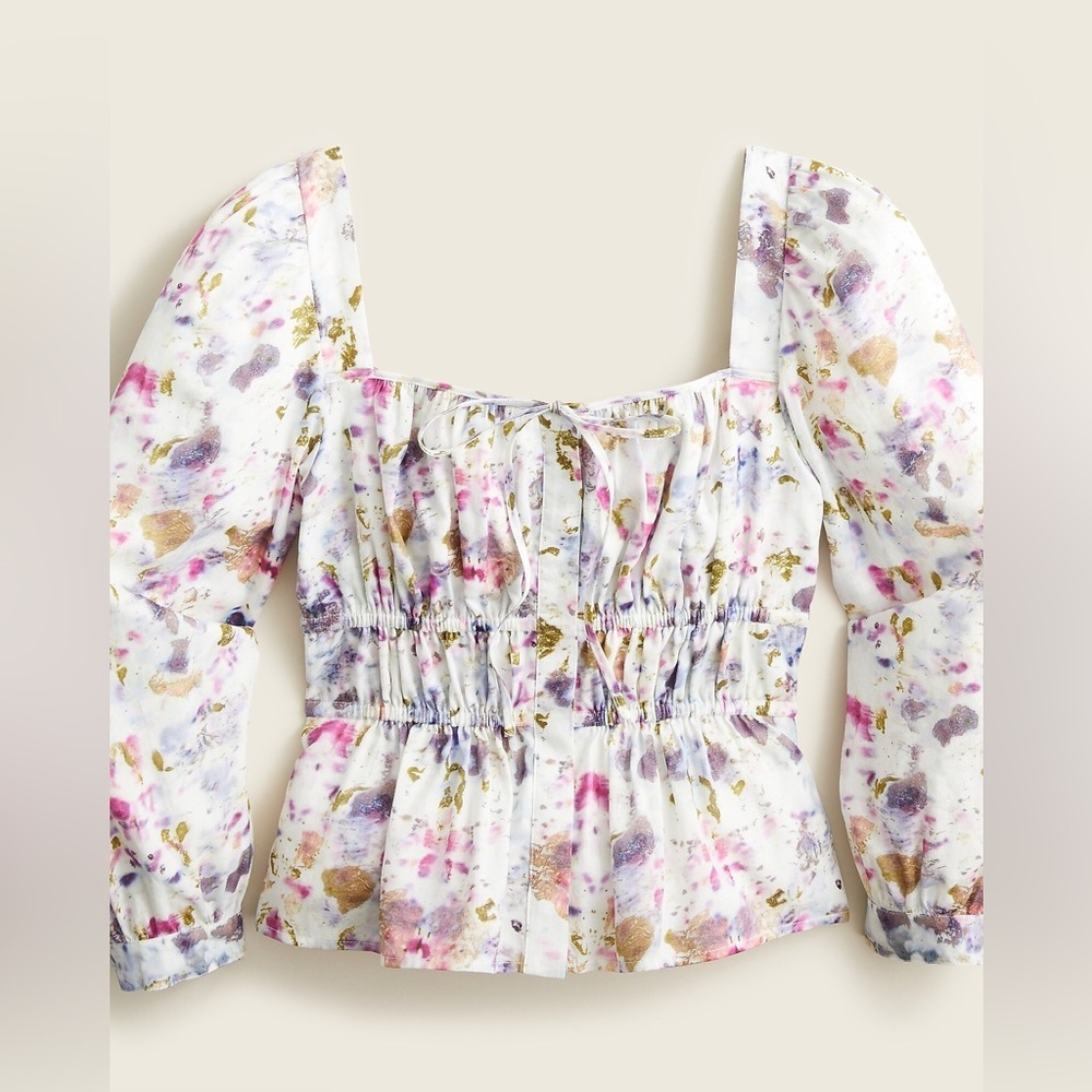 NWT Flora Obscura X J.Crew cinched-waist top in kaleidoscope floral New blouse